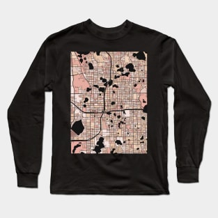 Orlando Map Pattern in Soft Pink Pastels Long Sleeve T-Shirt